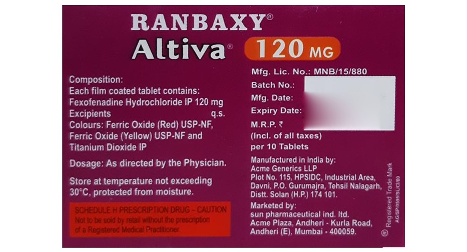 Altiva 120mg Tablet - Image 3
