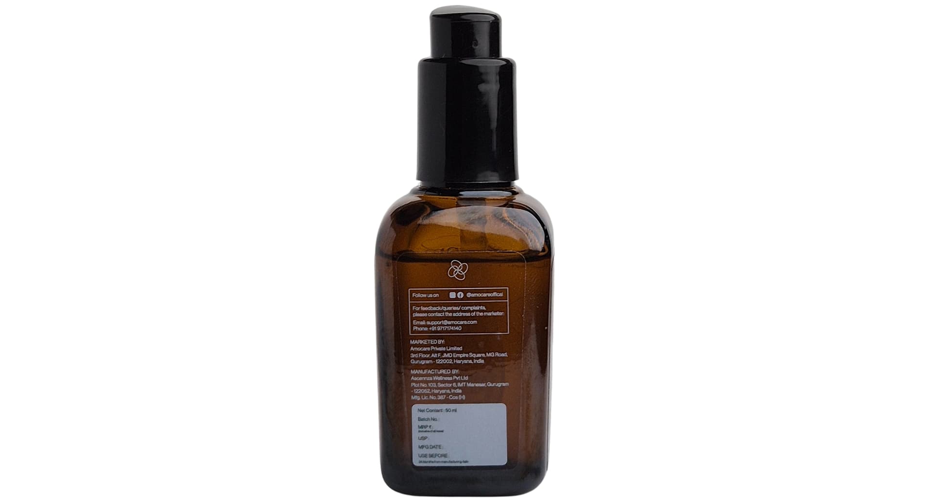 Amocare Passion Pulse Feather Touch Lubricant back label with manufacturer and marketer details