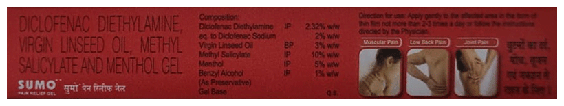 Sumo Plus Pain Relief Gel Xtra Power composition and uses