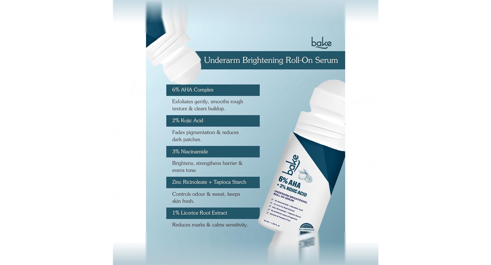 BAKE 6% AHA + 2% Kojic Acid Underarm Brightening Roll On Serum - Image 3
