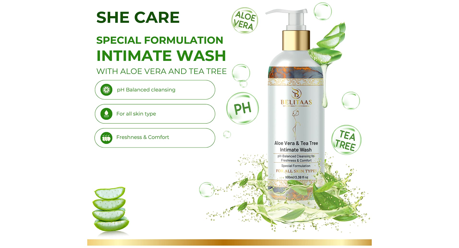 Belitaas Aloe Vera Tea Tree Intimate Wash - Image 4