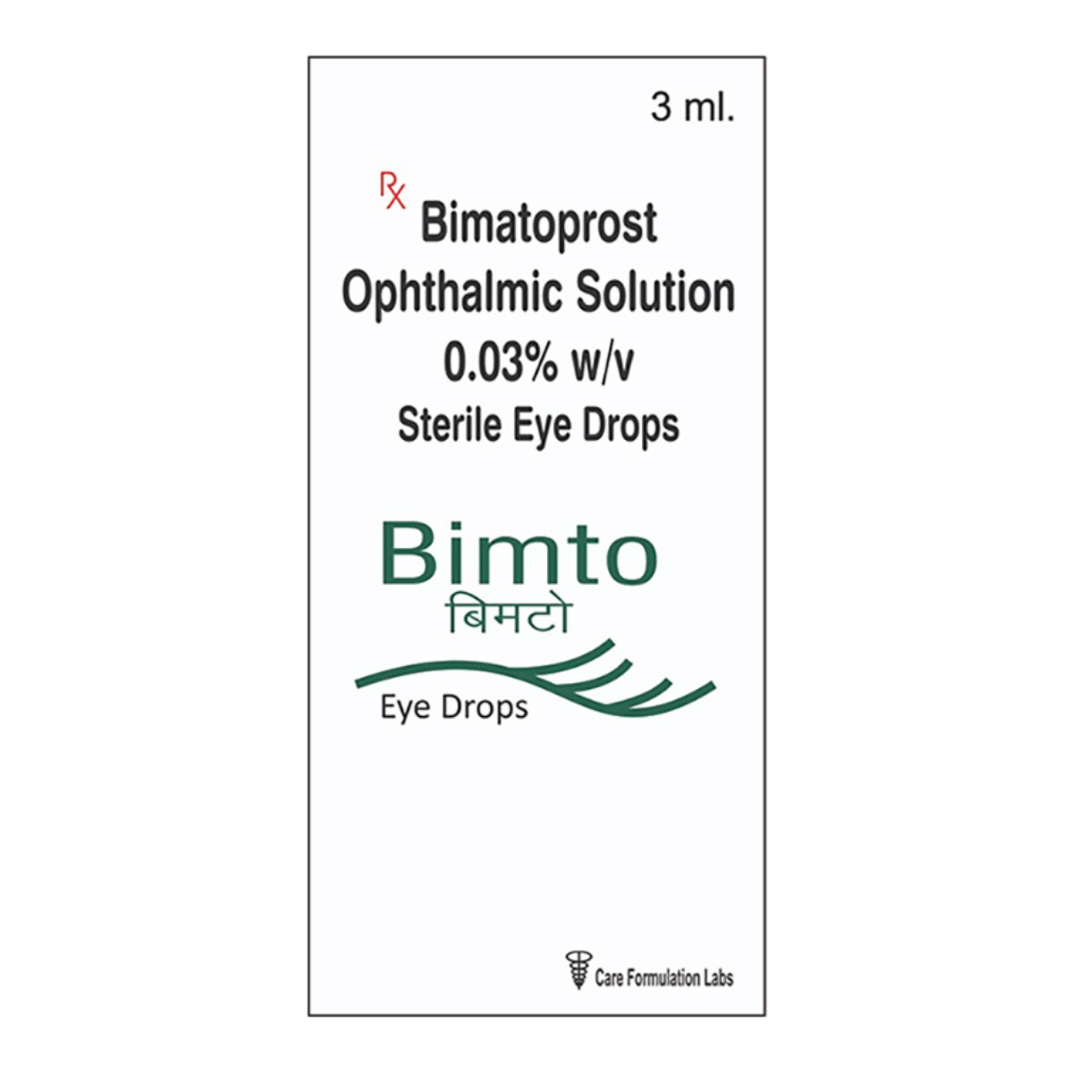 Bimto Bimatoprost Ophthalmic Solution 0.03% front label
