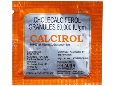 Calcirol 60000 IU Cholecalciferol Sachet front pack
