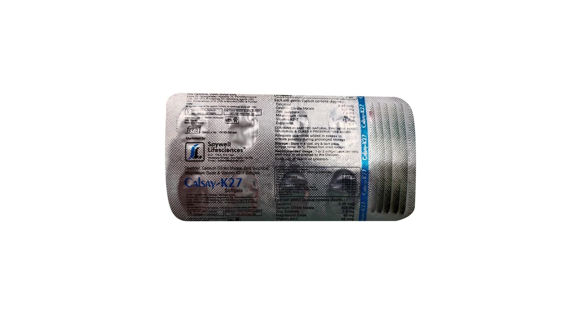 Calsay K27 Softgels blister strip full view