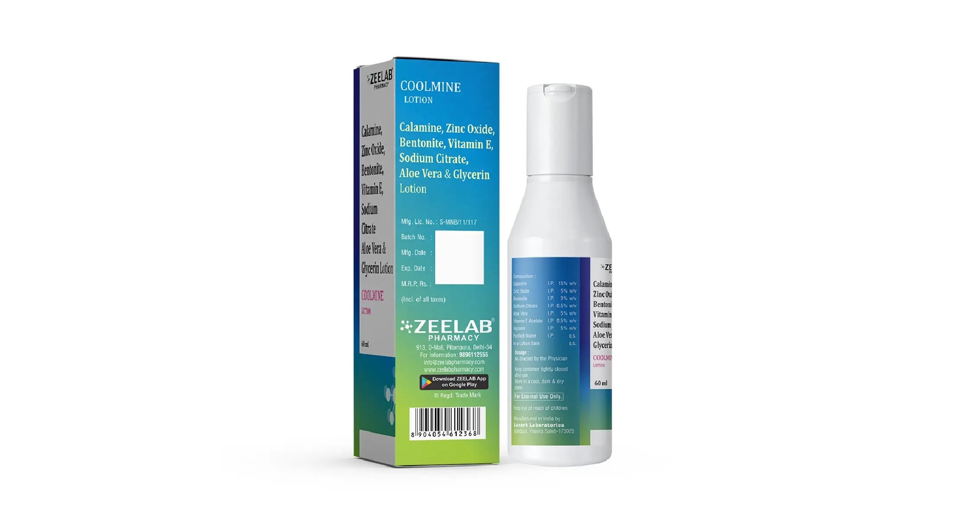 Coolmine Lotion back label with composition