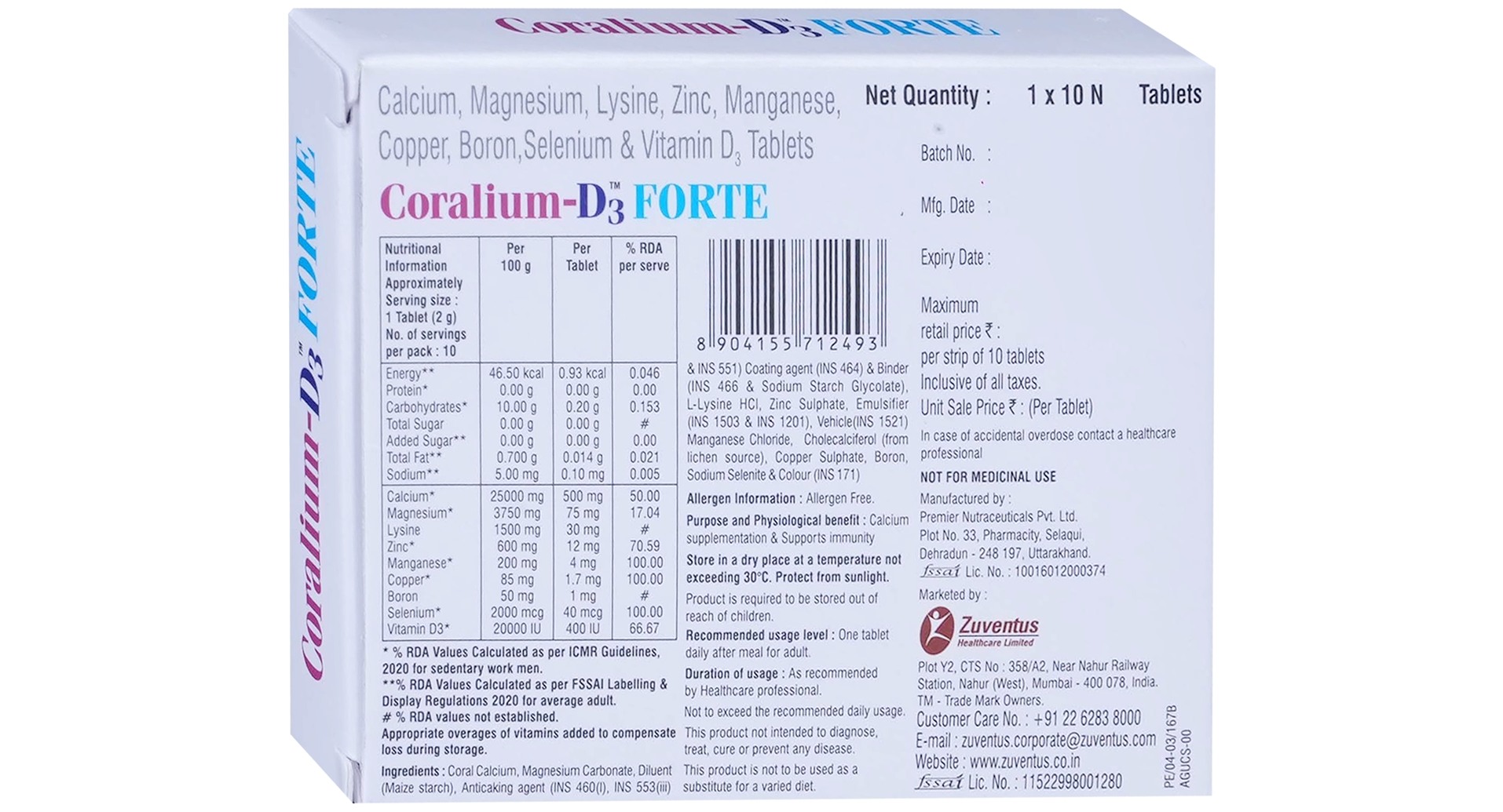 Coralium-D3 Forte Tablet - Image 3