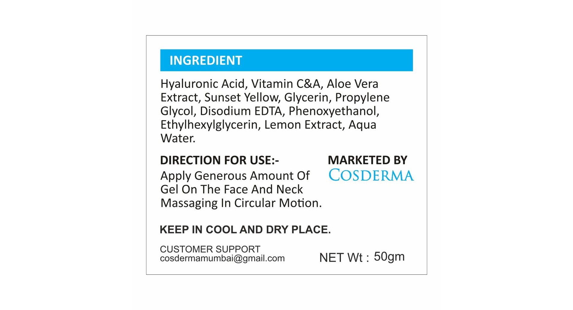 Cosderma Hyaluronic Vitamin-C Face Gel - Image 3