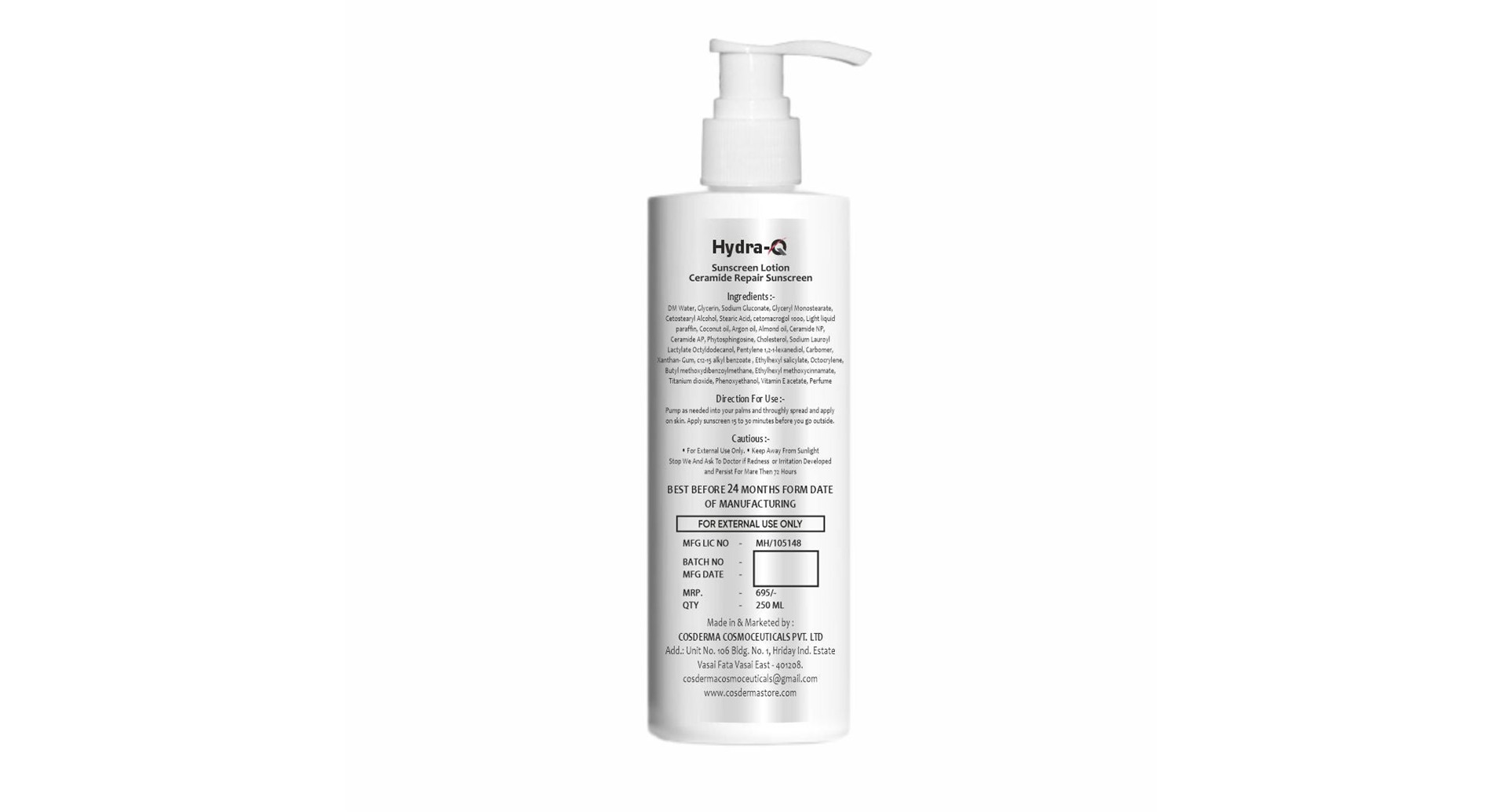 Cosderma Hydra-Q Ceramide Repair Sunscreen Lotion SPF 50 - Image 3