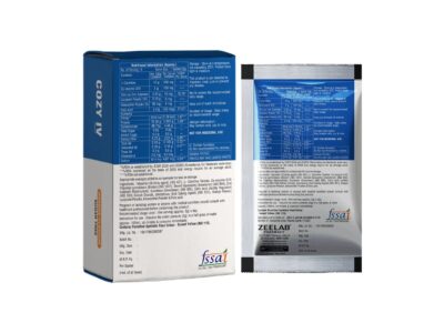 Cozy IV Sachet back label with nutritional information