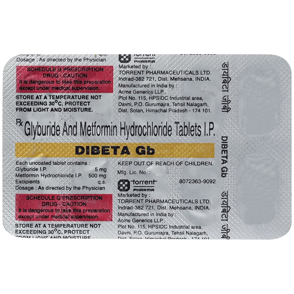 Dibeta GB 5mg/500mg Tablet - Image 3