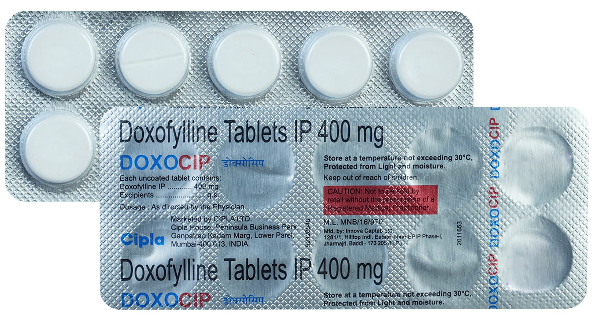 Doxocip Tablet Doxofylline 400mg pack