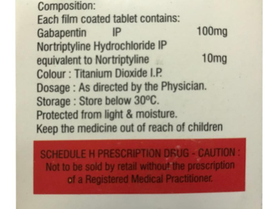 Gabanyt-Semi Tablet composition label - Gabapentin IP 100mg and Nortriptyline Hydrochloride IP