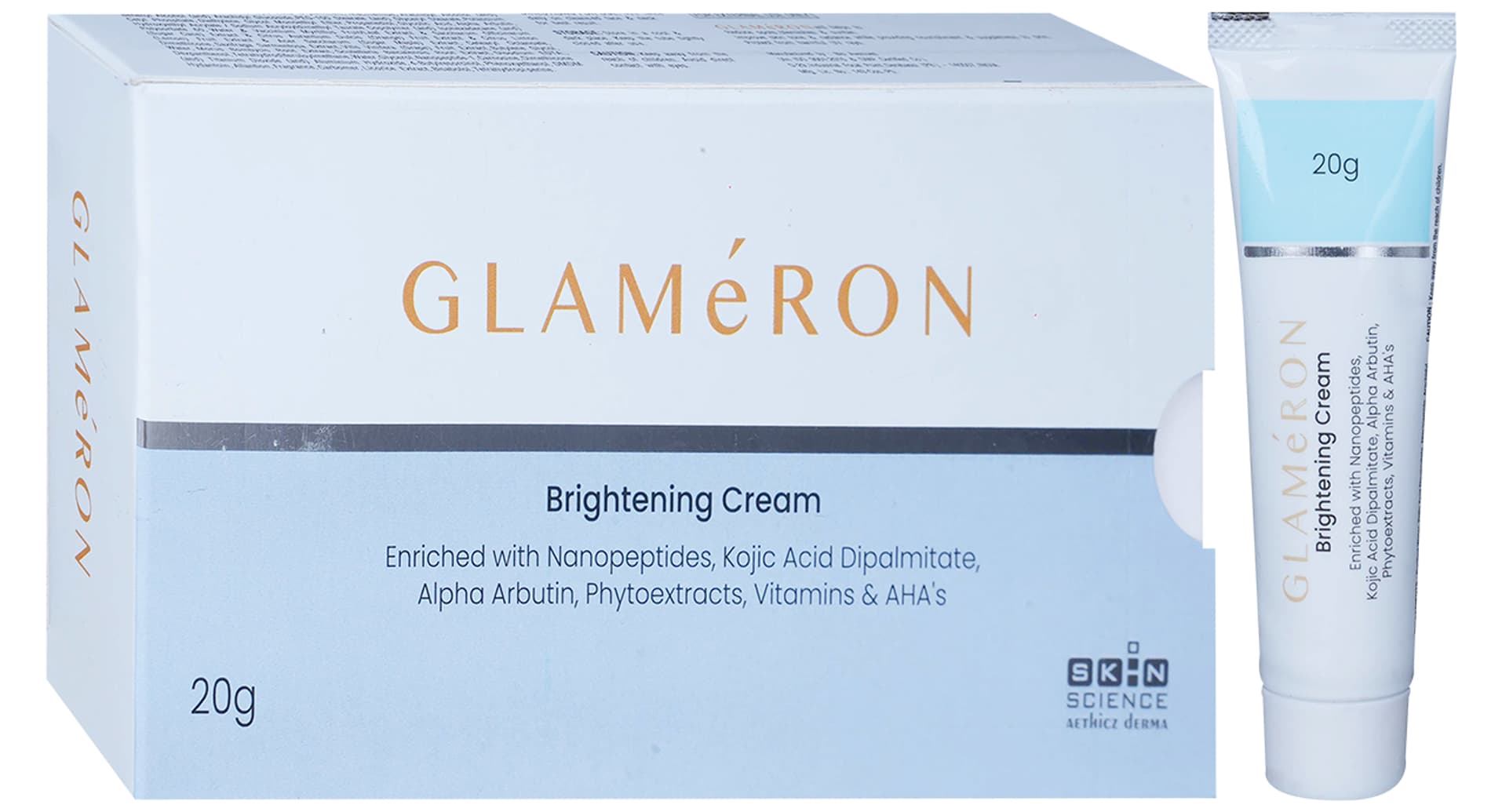 Glameron Brightening Cream 20g tube and carton