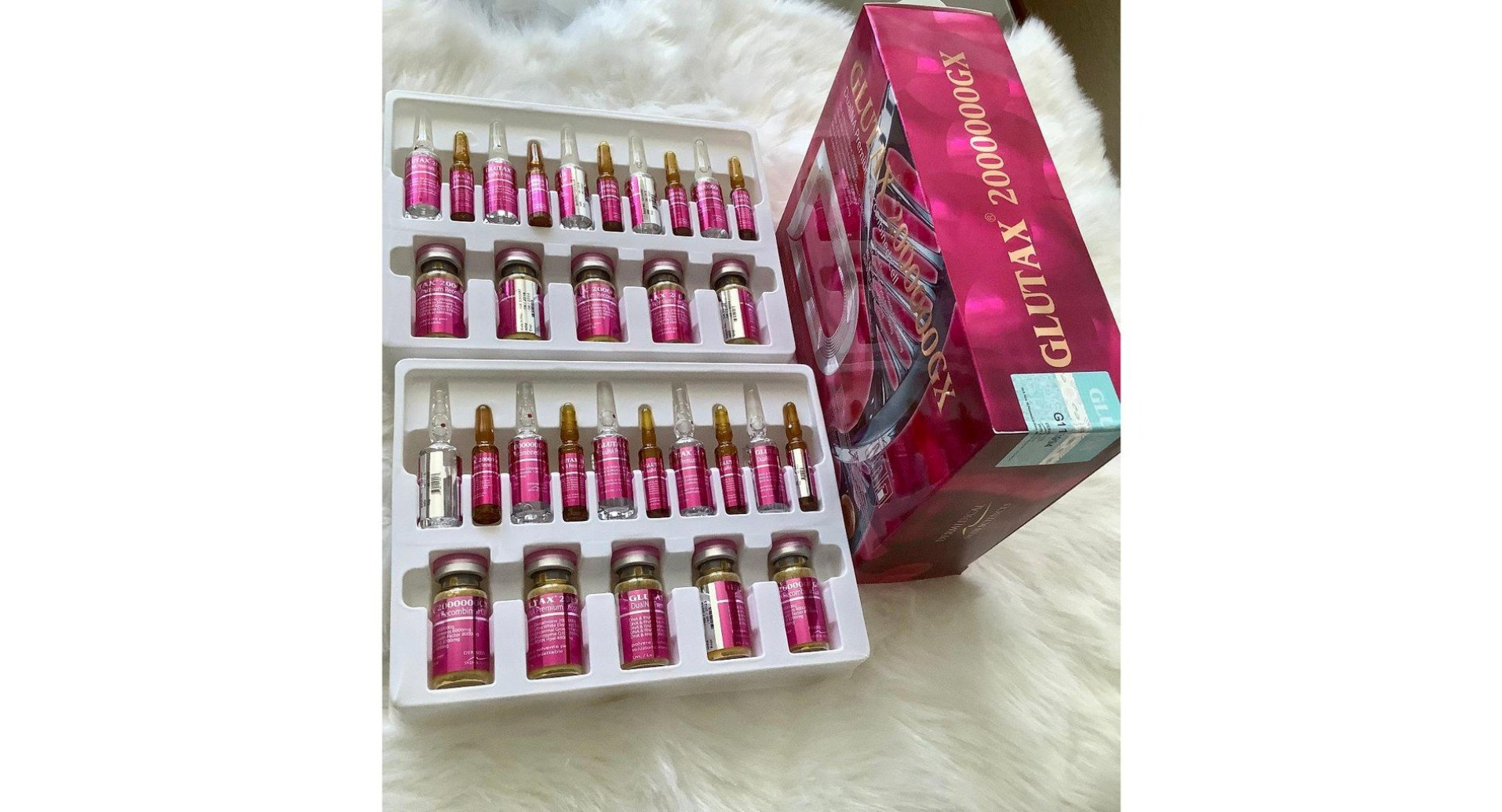 Glutax 2000000GX DualNA injection trays with ampoules and vials