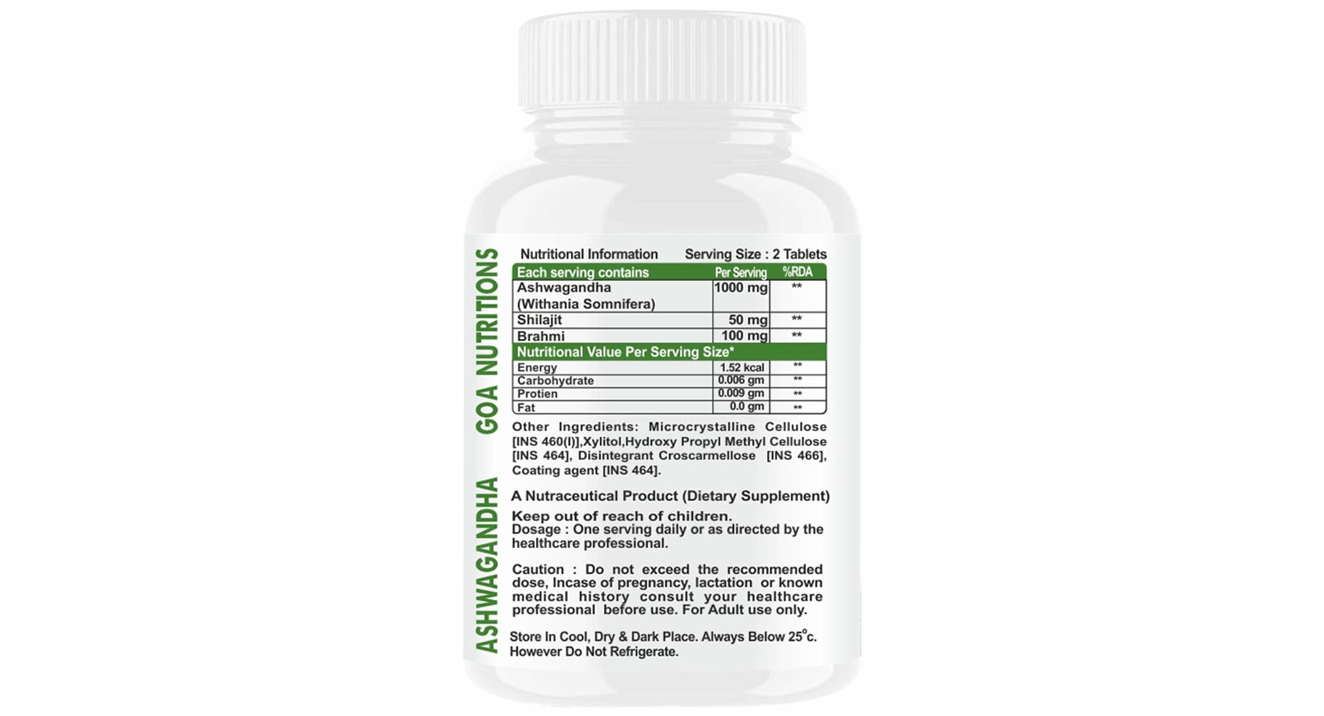 Goa Nutritions Ashwagandha Shilajit 1000mg+ Tablet Sugar Free - Image 2