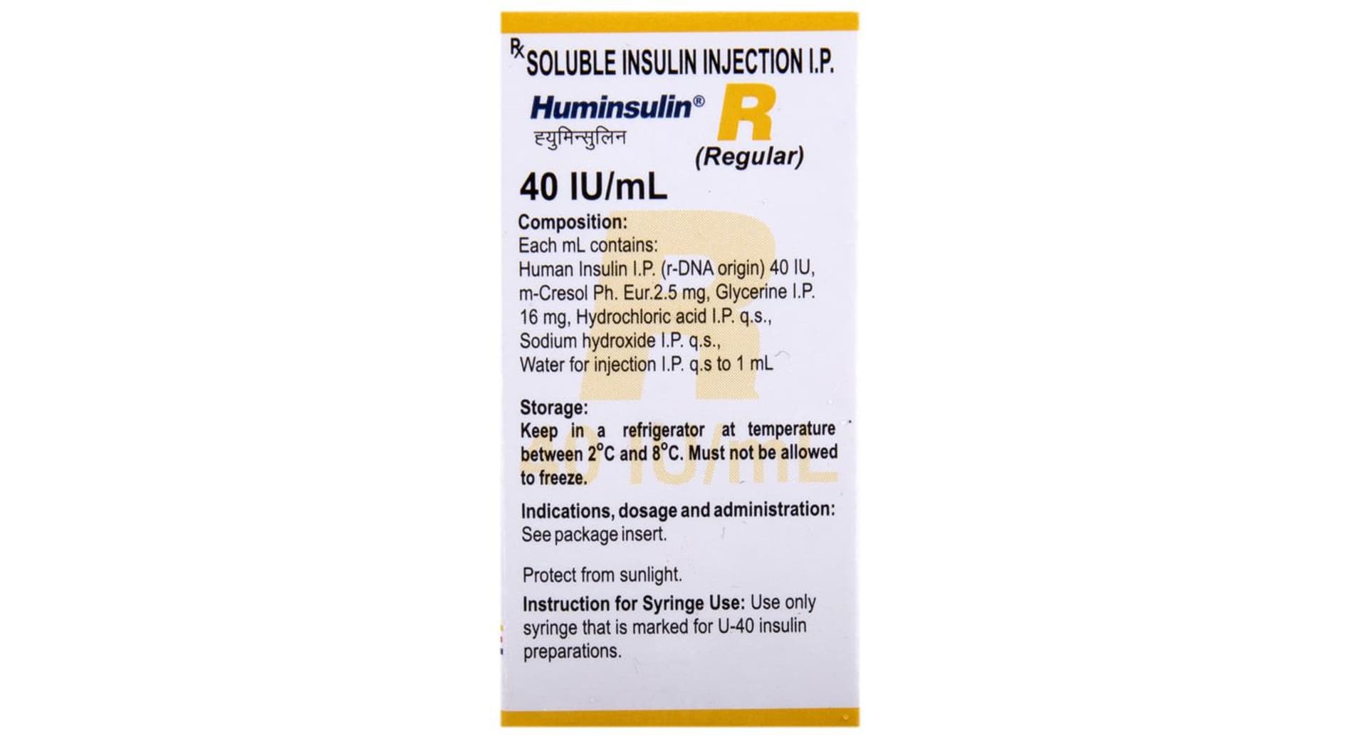 Huminsulin R 40IU/ml Solution for Injection - Image 3
