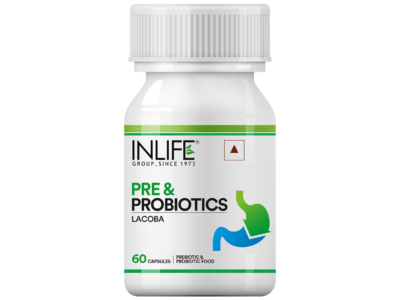 Inlife Pre and Probiotics for Gut Health capsule bottle of 60 capsules