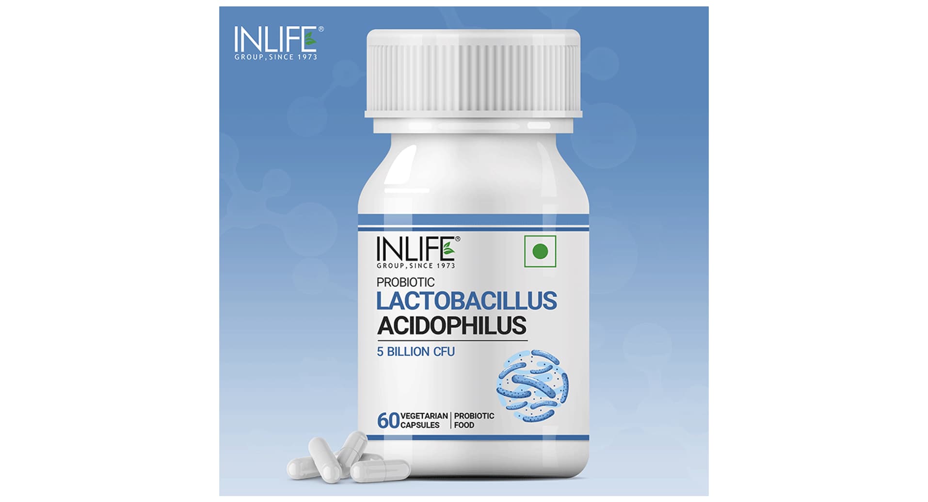 Inlife Probiotic Lactobacillus Acidophilus 5 Billion CFU Vegetarian Capsule - Image 2