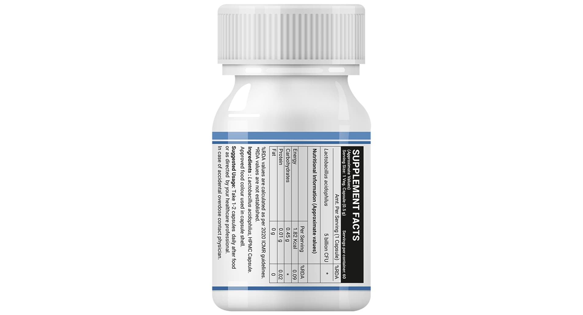 Inlife Probiotic Lactobacillus Acidophilus 5 Billion CFU Vegetarian Capsule - Image 3