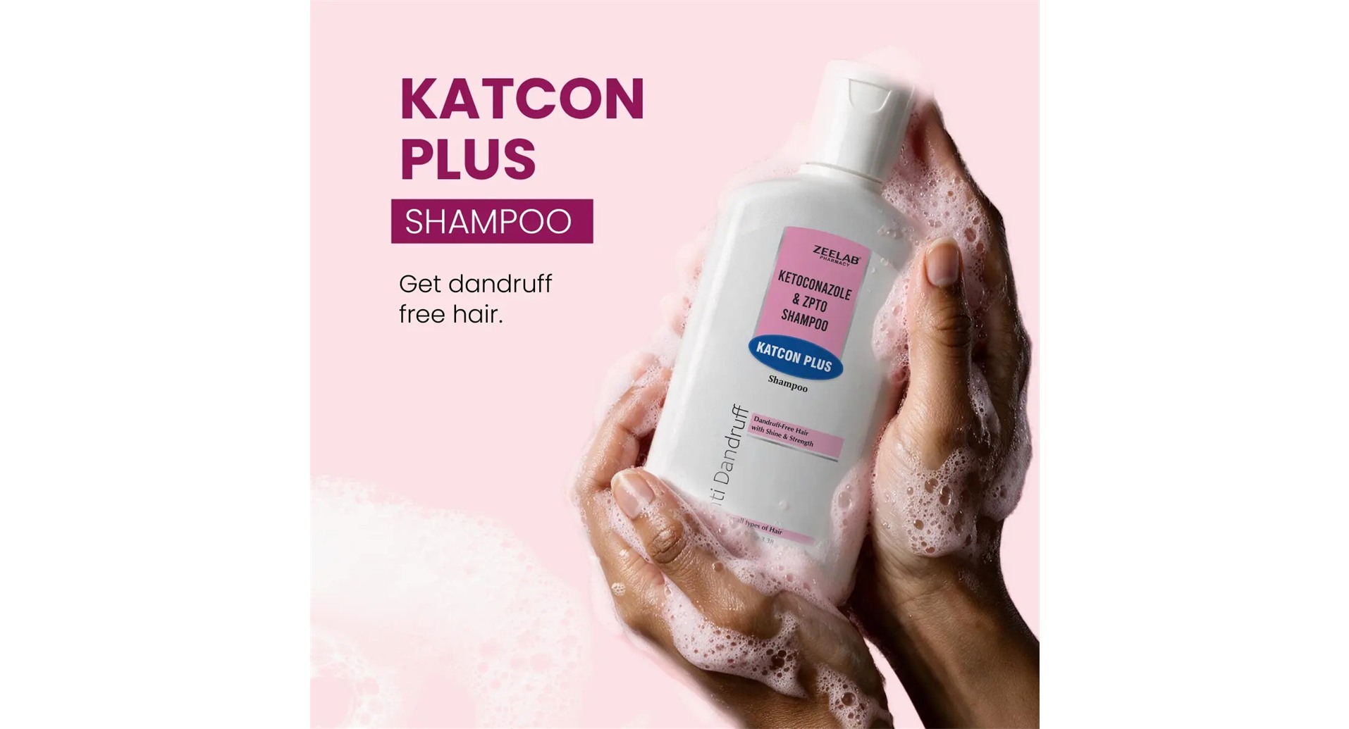 Katcon Plus Shampoo bottle with foam lather
