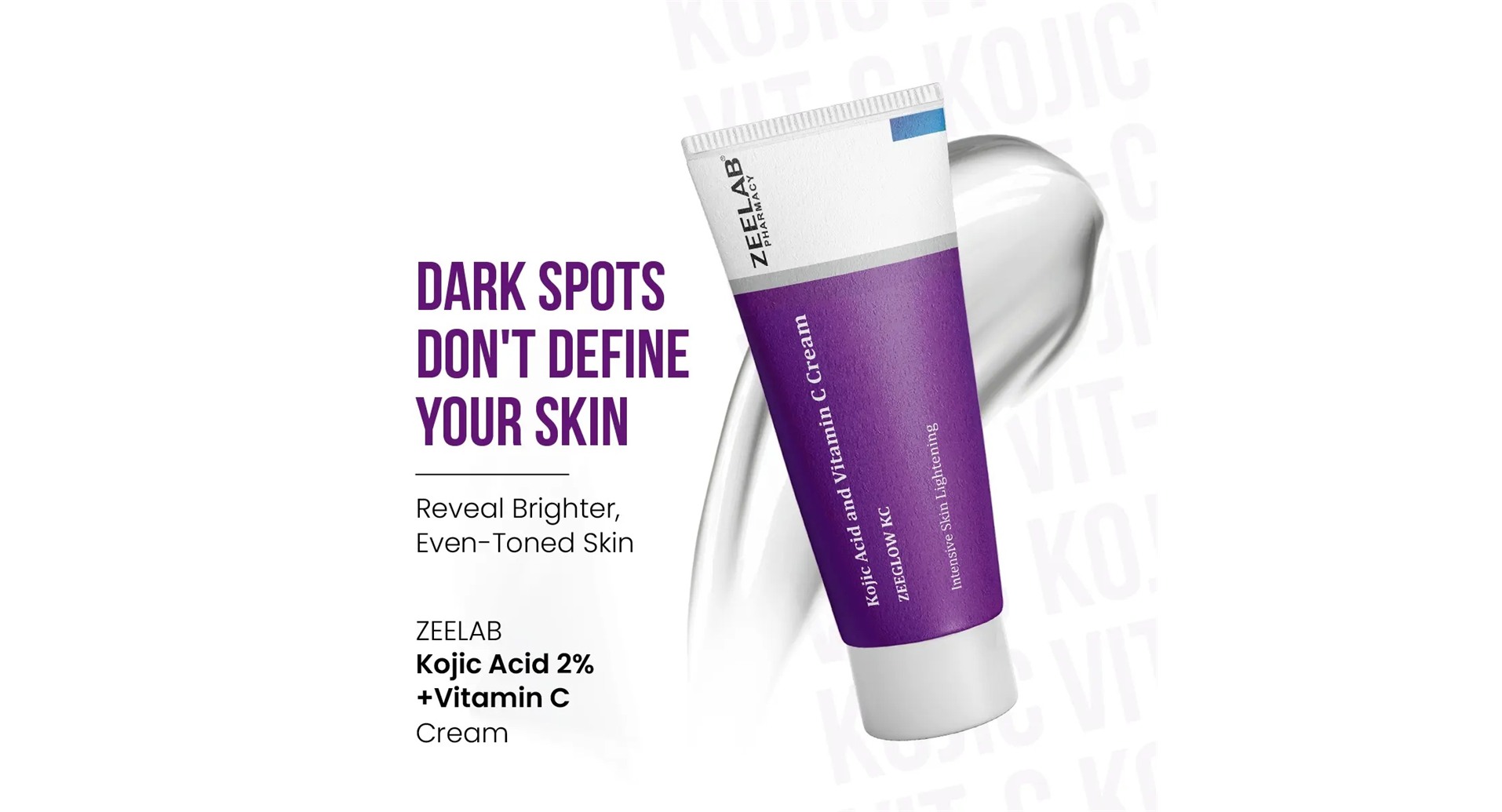 Zeeglow KC Kojic Acid and Vitamin C Cream for even toned skin