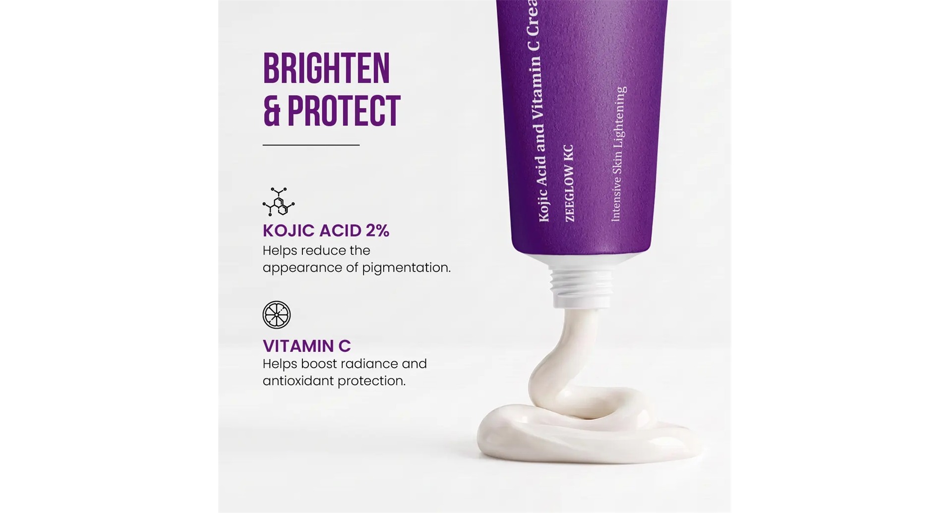 Zeeglow KC Kojic Acid and Vitamin C Cream brighten and protect