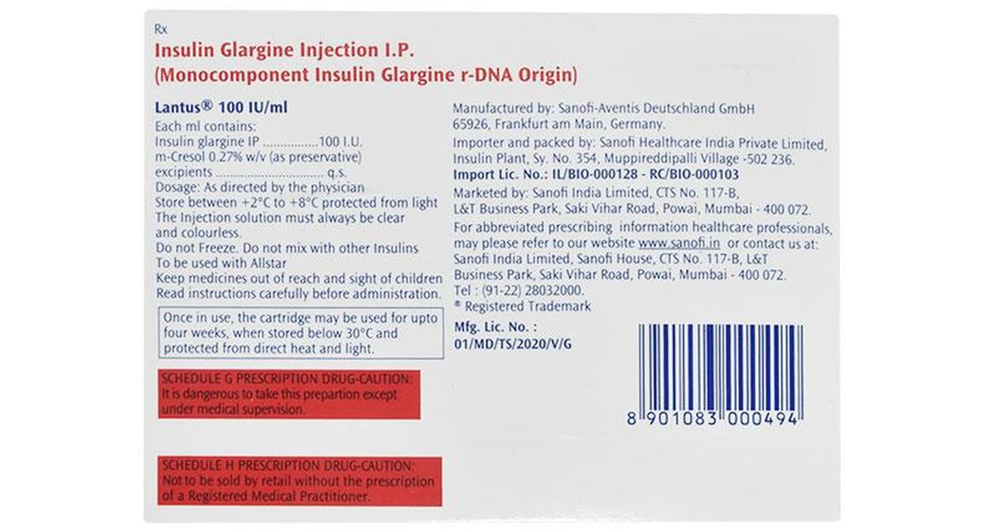 Lantus 100IU/ml Solution for Injection - Image 2