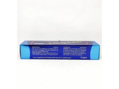 LongJohn cream box back panel with application instructions in Italian and Dutch