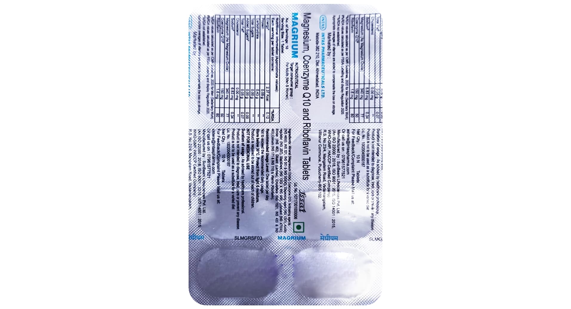 Magrium Tablet blister strip