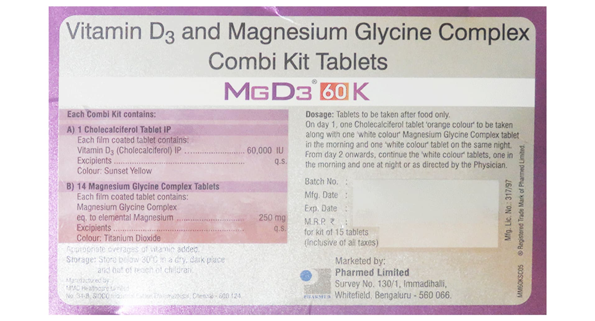 MgD3 60K Tablet composition panel