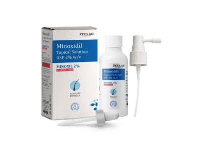 Minoxil 2% Alcohol Free Solution box bottle dropper and spray applicator