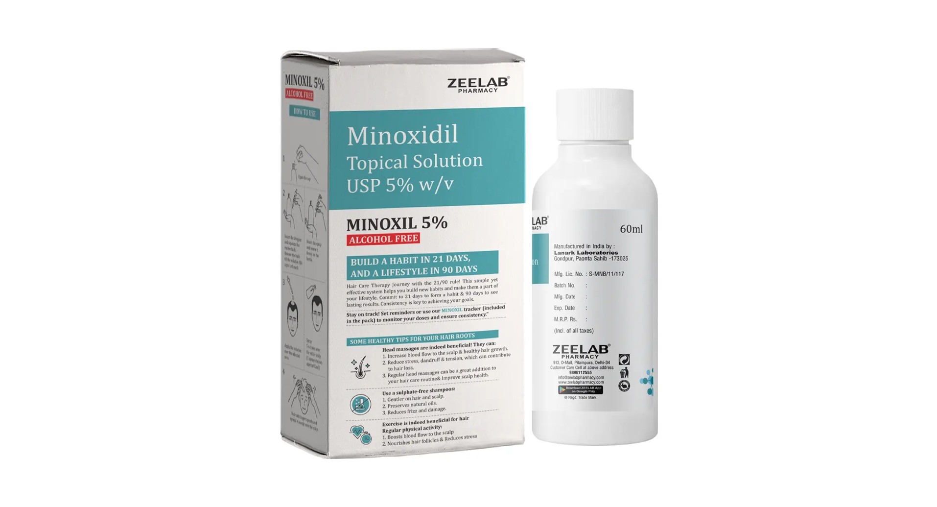 Minoxil 5% Alcohol Free Solution manufacturer back label