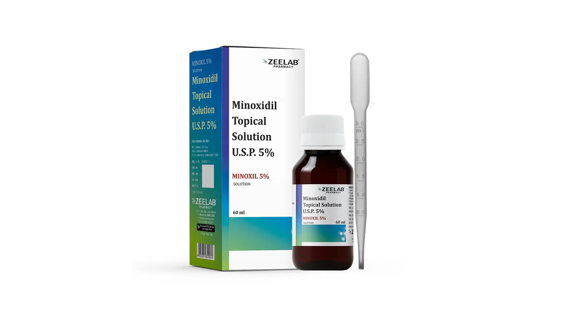 Minoxil 5% Topical Solution 60ml bottle and box