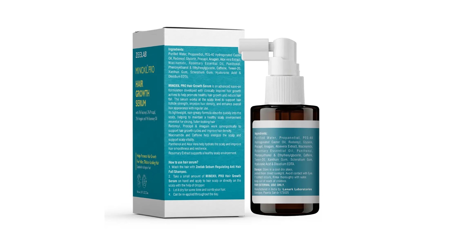 Zeelab Minoxil Pro Hair Growth Serum ingredients and description