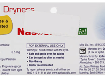 Nasoclear Gel composition and manufacturer label