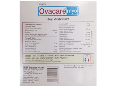 Ovacare Myo Kit composition and dosage back panel