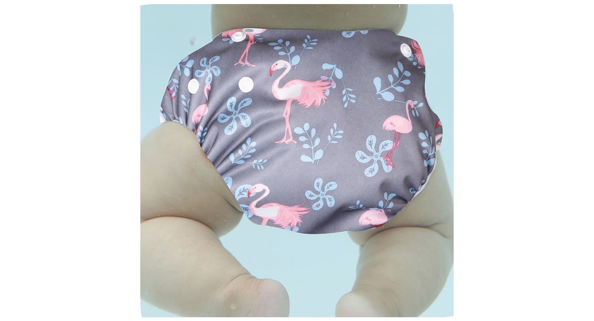 Polka Tots Reusable Washable Swim Diaper Flamingo Pink - Image 2