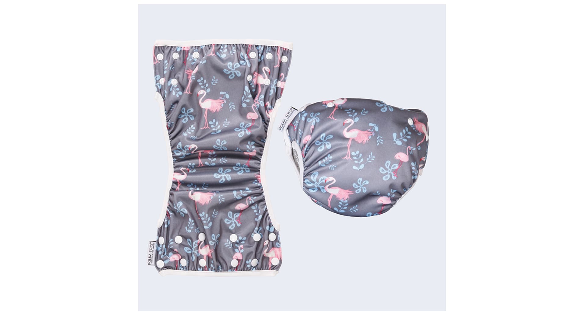 Polka Tots Reusable Washable Swim Diaper Flamingo Pink - Image 3