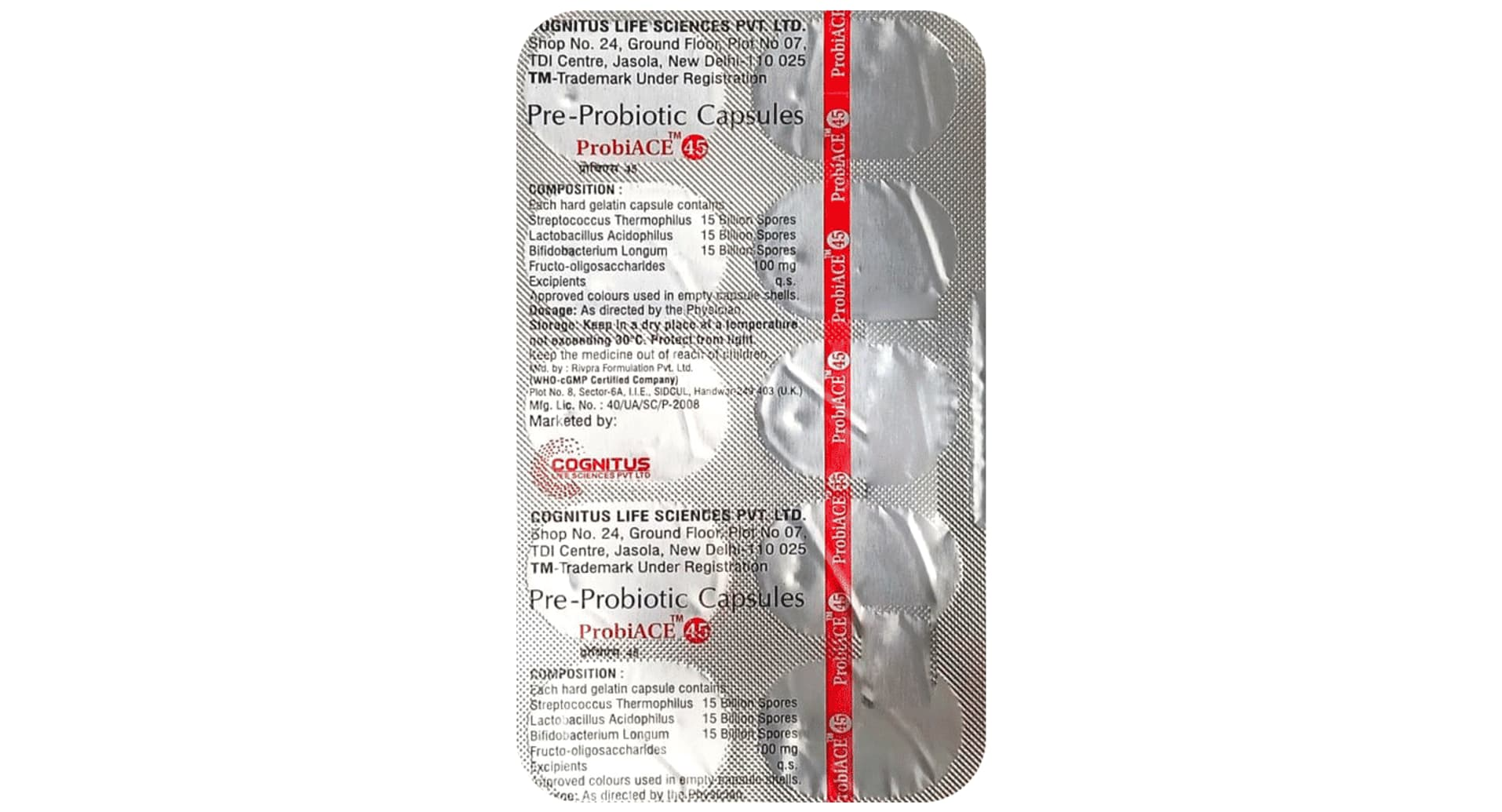 Probiace 45 Capsule composition