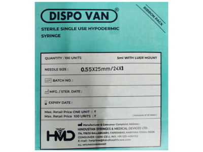 Dispovan Syringe 5ml specifications