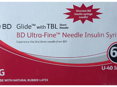 BD Glide insulin syringe with ultra-fine needle 31G 6mm