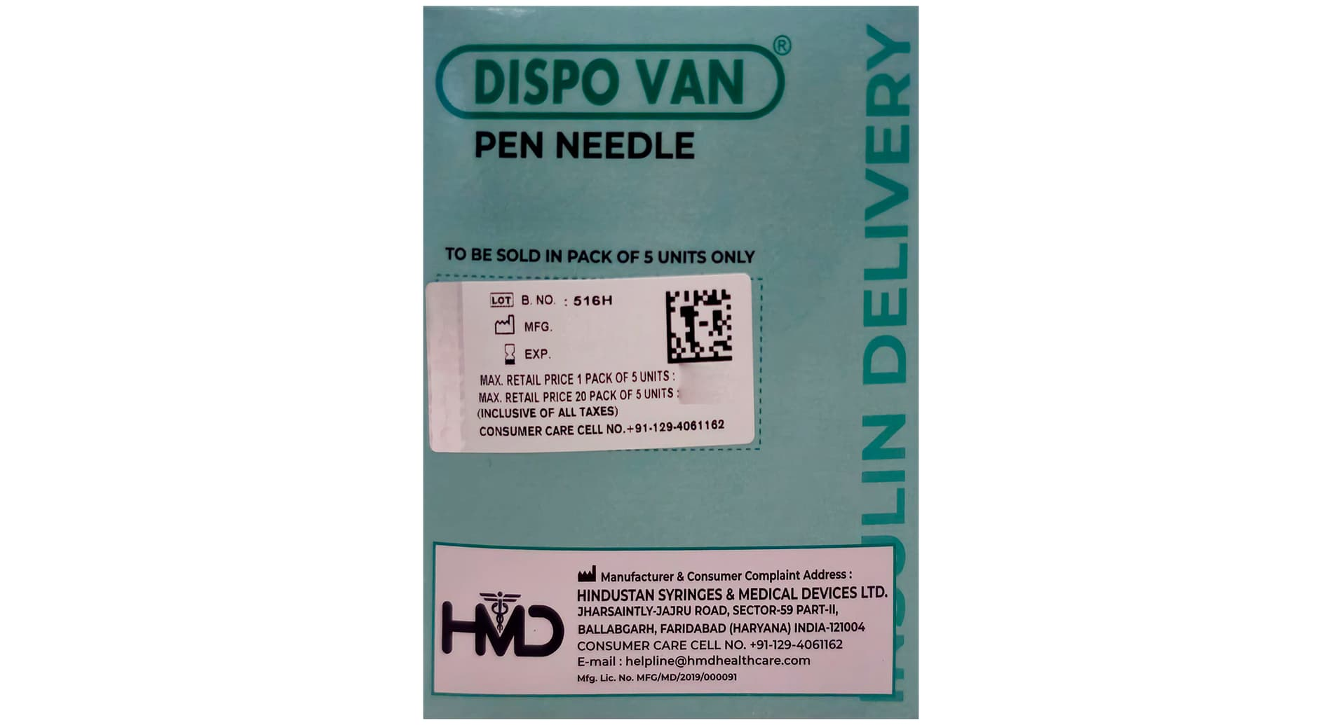 Dispovan pen needle 32G close up