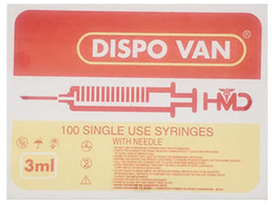 Dispovan 3ml syringe with 24G needle