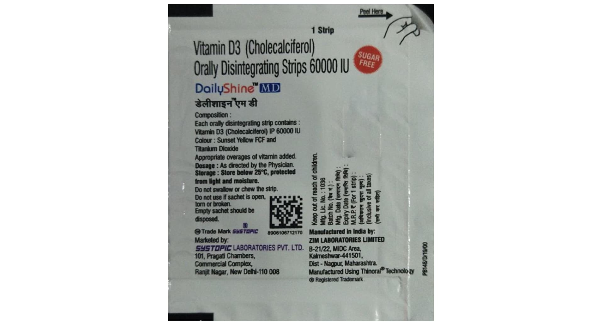 Dailyshine MD Vitamin D3 Orally Disintegrating Strip Sugar Free
