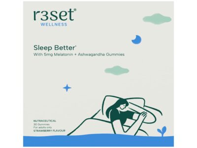 R3SET Ashwagandha Melatonin Gummies Strawberry box front
