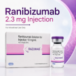 Ranibizumab 2.3 mg Injection (Razumab by Intas) carton and vial - for intravitreal use only