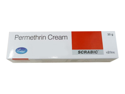 Scrabic 5% Permethrin Cream 30 g carton front