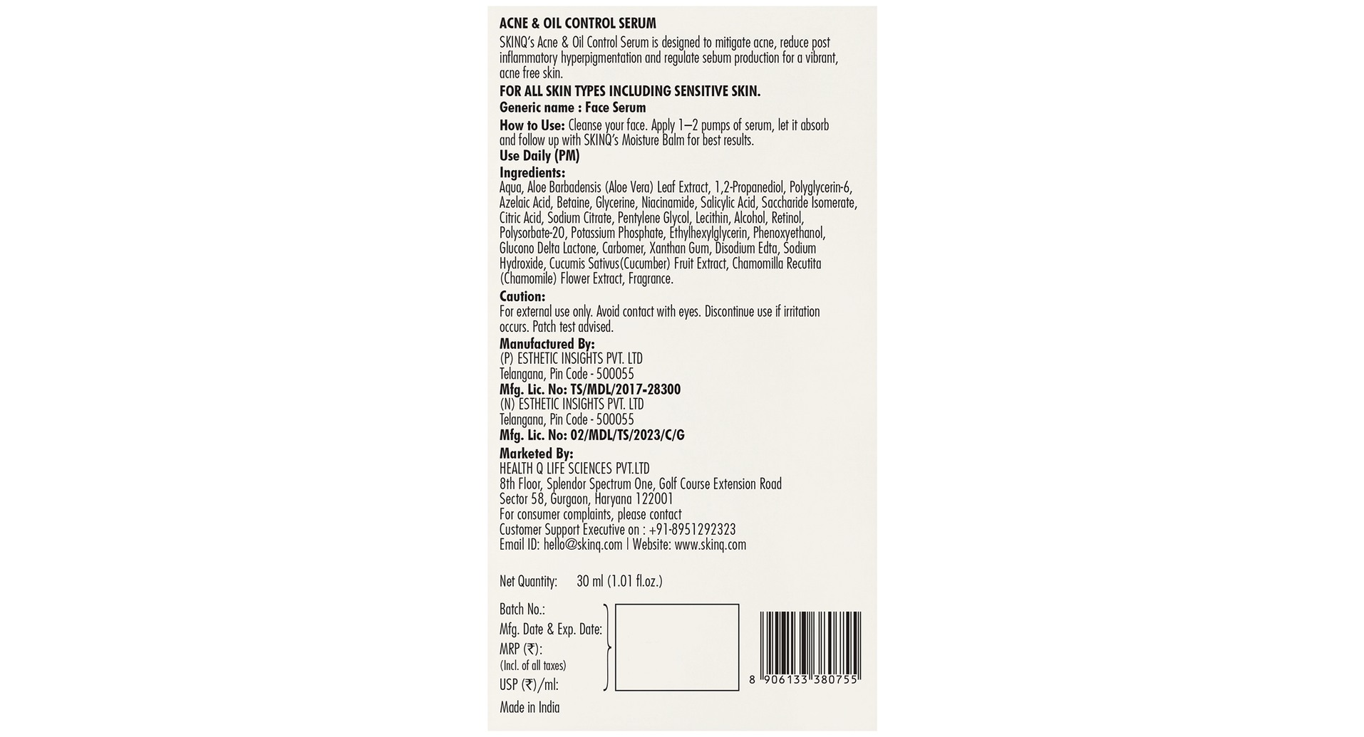 SkinQ Acne and Oil Control Serum with Salicylic and Azelaic Acid - Image 3