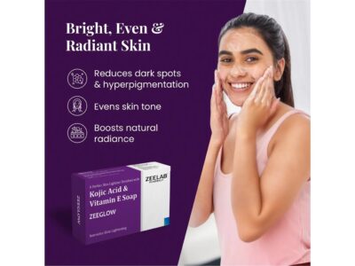 Zeeglow Kojic Acid and Vitamin E Soap for bright even radiant skin