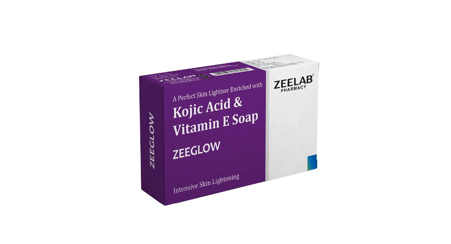 Zeeglow Kojic Acid and Vitamin E Soap box angled view